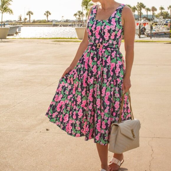 HTF NWT Lilly Pulitzer McKinnon Midi Dress Oyster Bay Blue De Vine Size 16 - Picture 4 of 13